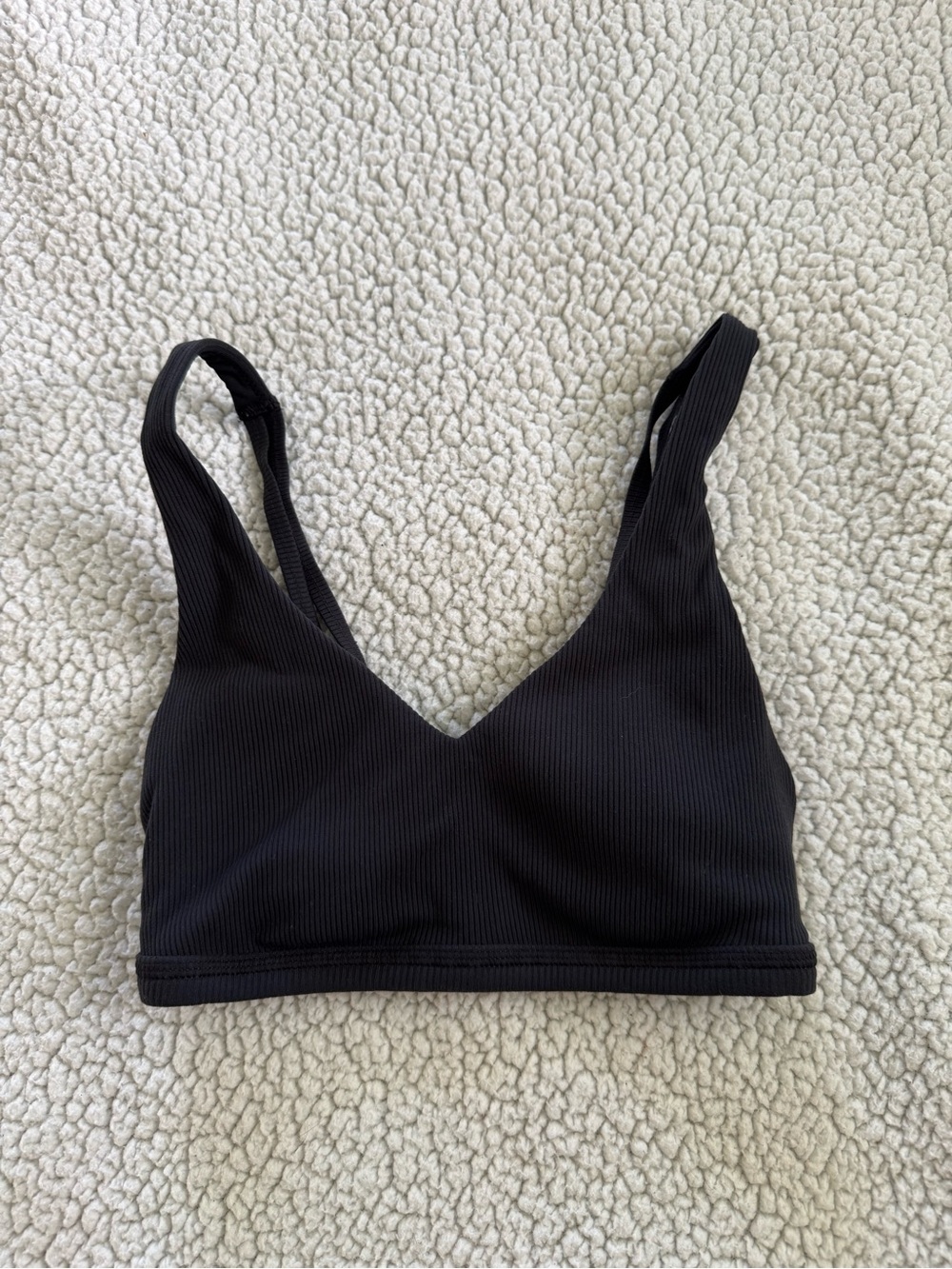 Aerie Black Ribbed V-Neck Sports Bralette